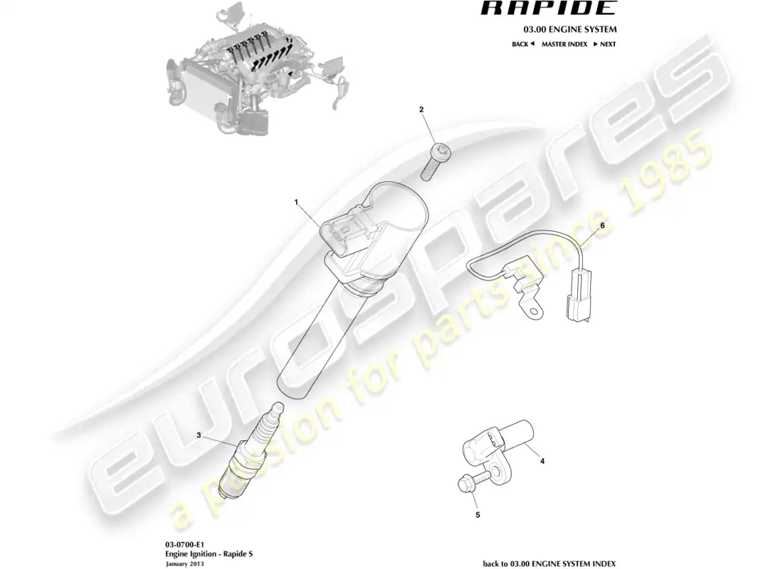 aston martin rapide (2012) ignition parts diagram