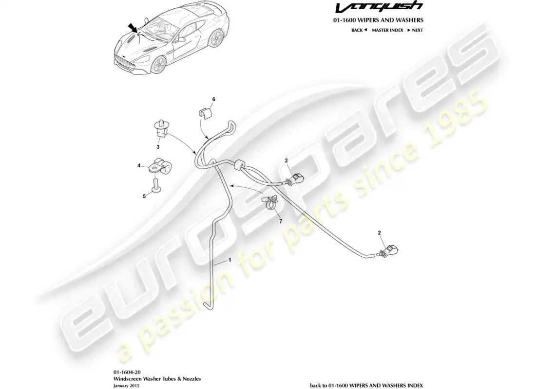 aston martin vanquish (2018) windscreen wash parts diagram