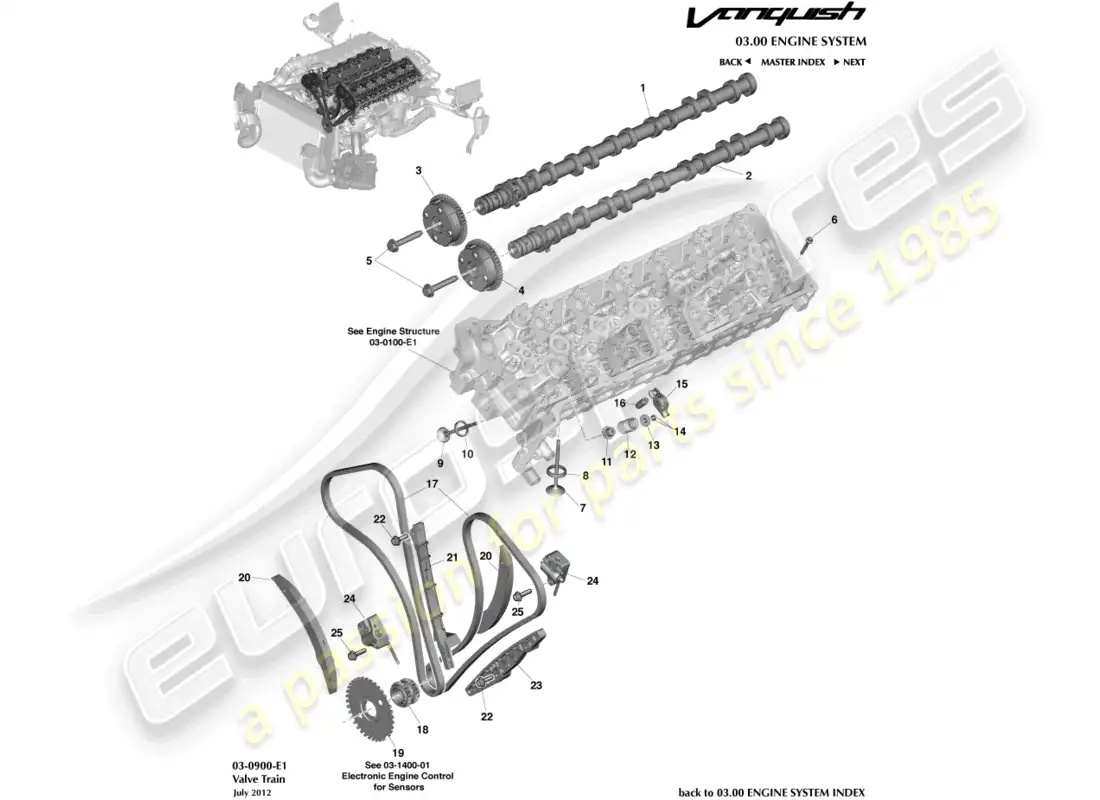 aston martin vanquish (2016) valve train parts diagram