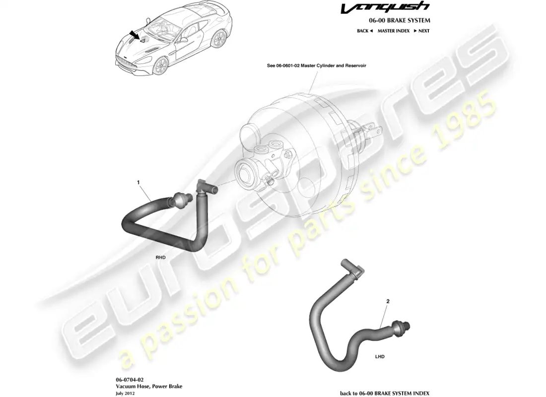 aston martin vanquish (2016) vacuum reservoir hose parts diagram
