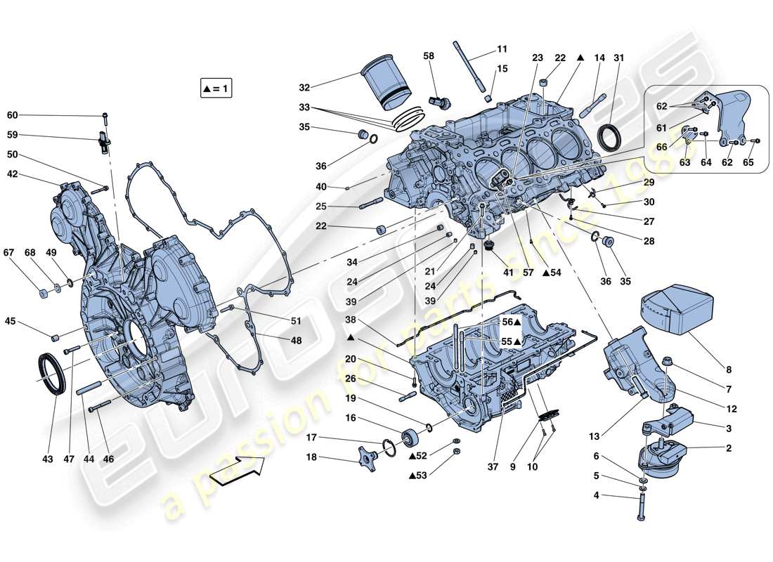 ferrari california t (rhd) crankcase part diagram