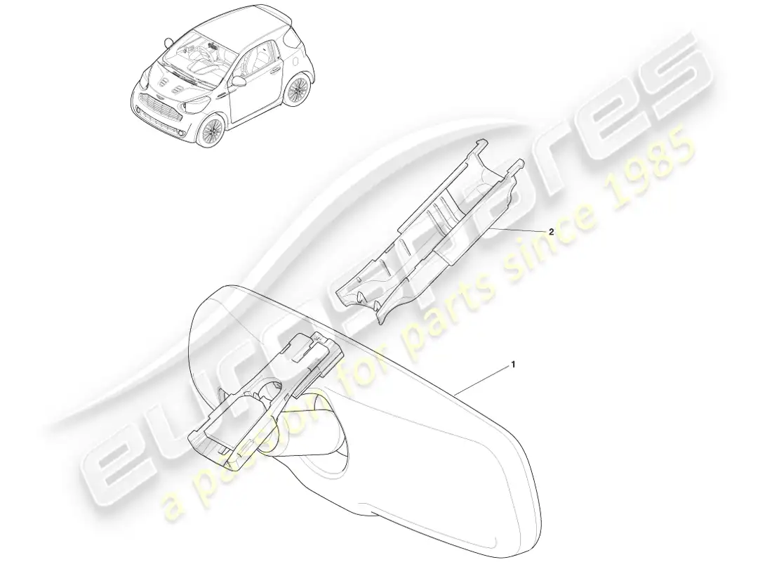 aston martin cygnet (2012) interior rear view mirror parts diagram