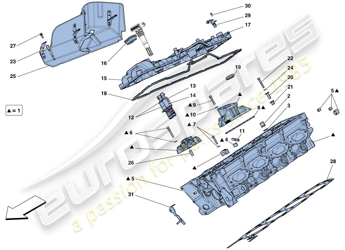 ferrari 458 italia (rhd) right hand cylinder head part diagram