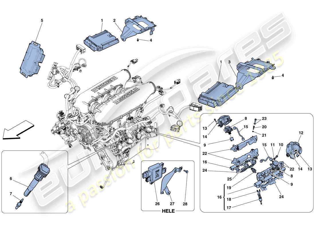 ferrari 458 italia (rhd) injection - ignition system part diagram
