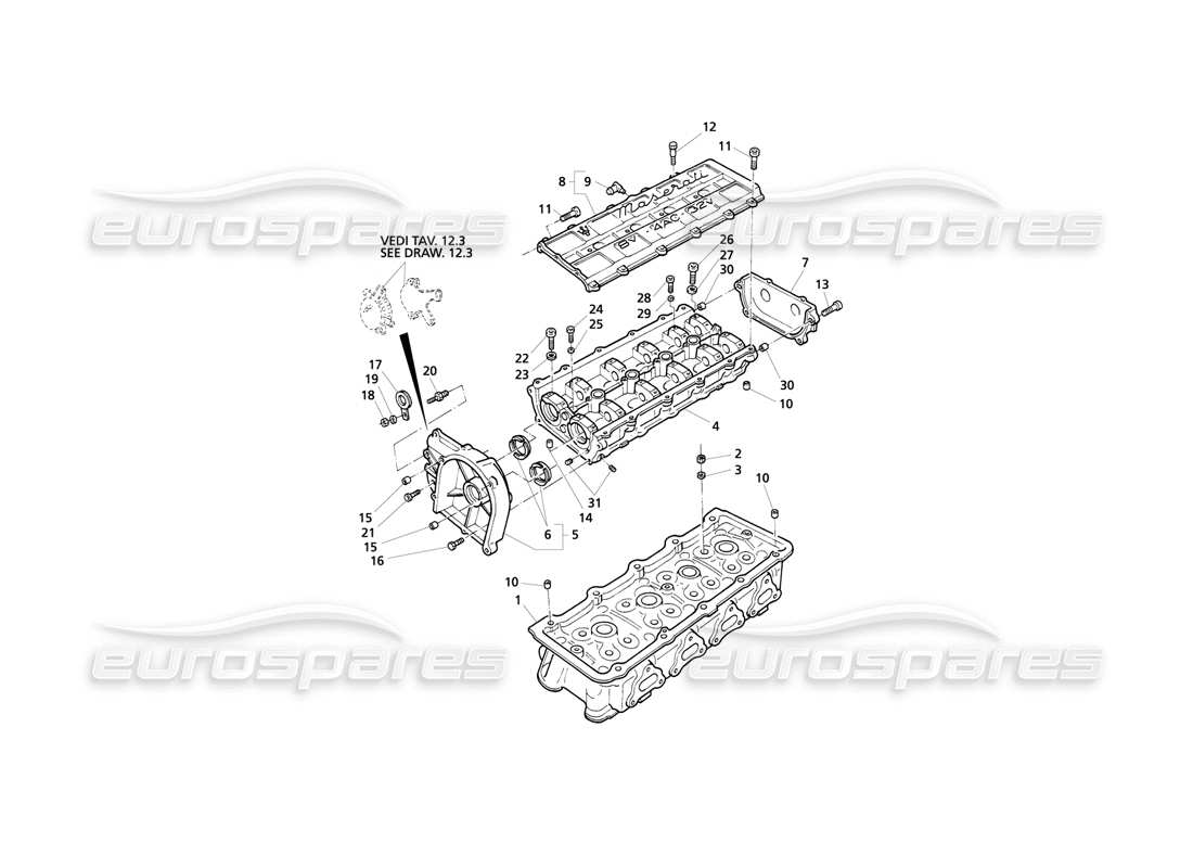 MASERATI QTP V8 EVOLUZIONE CYLINDERS HEADS, LH FRAME PART DIAGRAM maserati qtp v8 evoluzione cylinders heads, lh frame part diagram