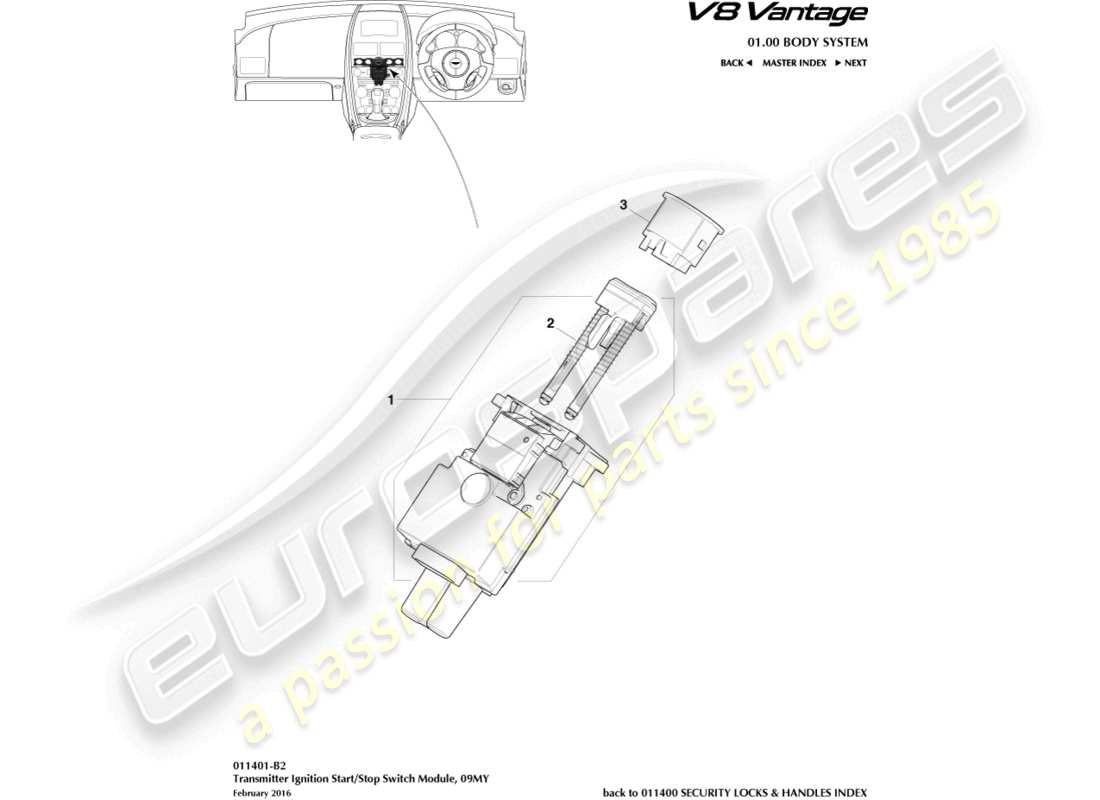 aston martin v8 vantage (2018) start/stop module, 09my part diagram