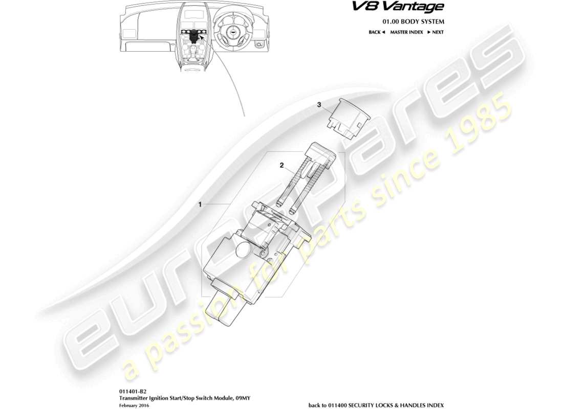 aston martin vantage gt8 (2017) start/stop module, 09my part diagram