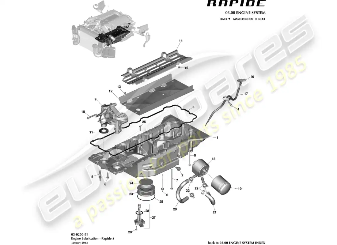 aston martin rapide (2011) engine lubrication parts diagram