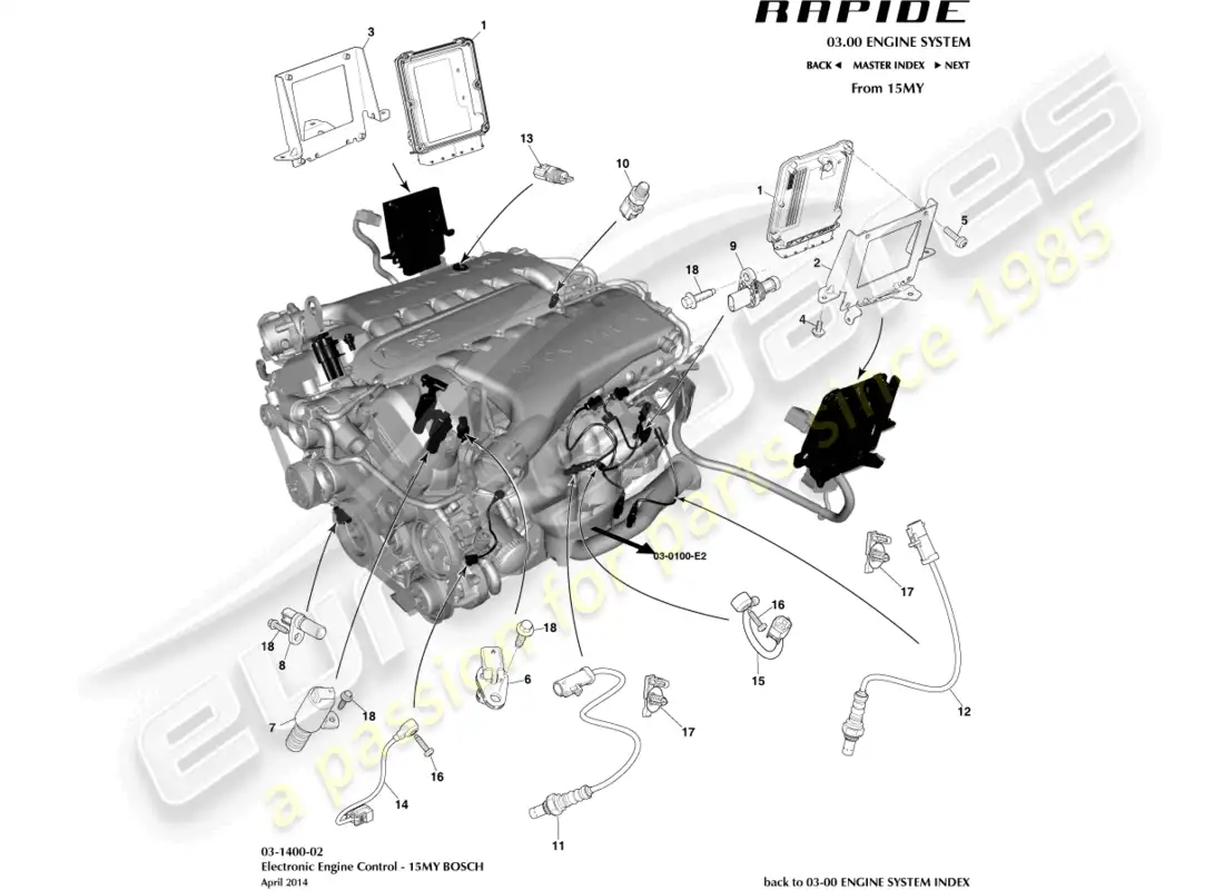 aston martin rapide (2017) electronic engine control, 15my parts diagram