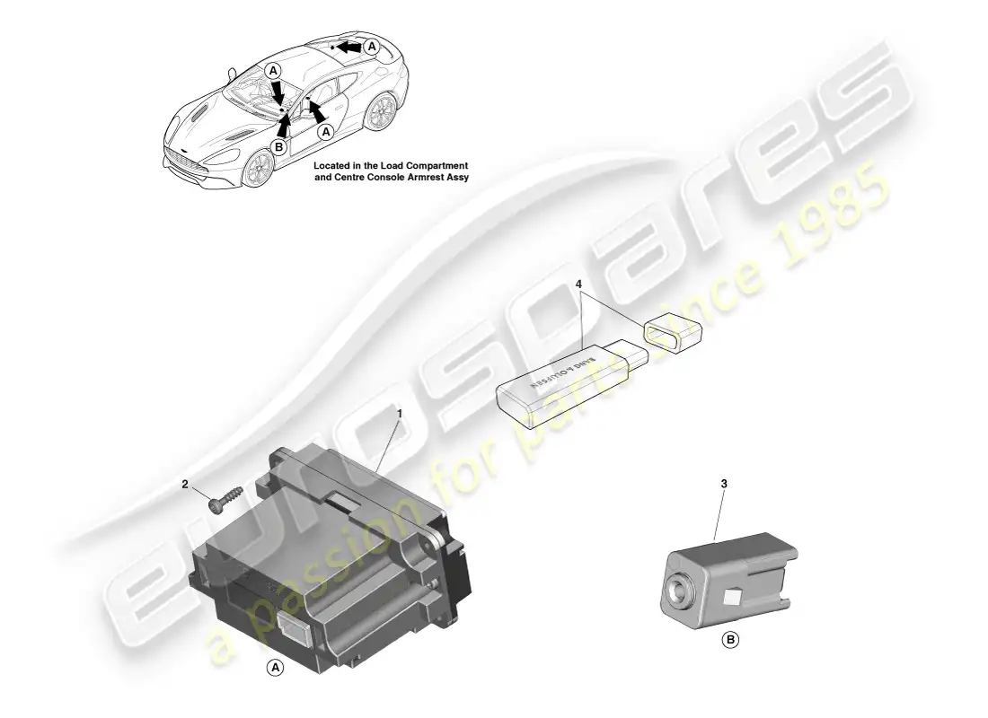 aston martin vanquish (2014) media player parts diagram