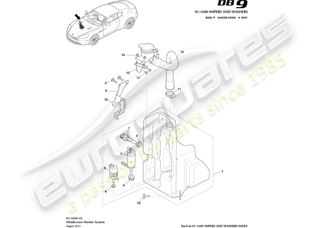 aston martin db9 (2017) washer bottle parts diagram