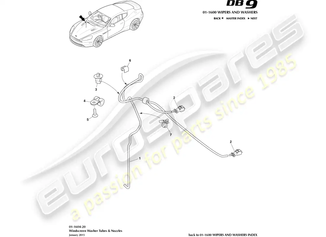 aston martin db9 (2017) windscreen wash parts diagram