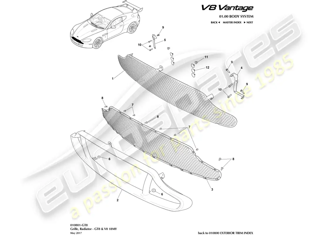 a part diagram from the aston martin vantage gt8 parts catalogue
