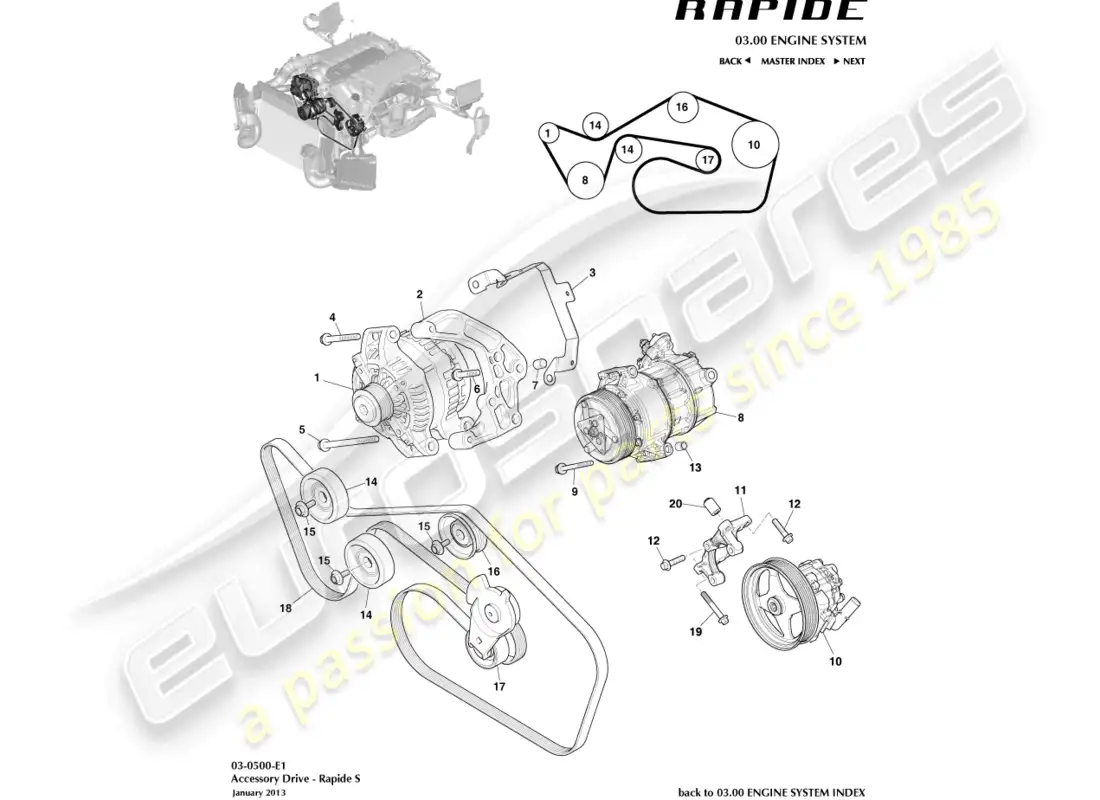 aston martin rapide (2010) accessory drive parts diagram