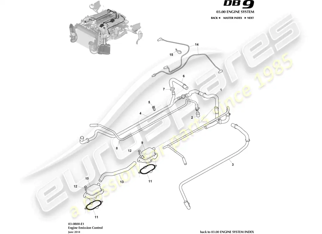 aston martin db9 (2016) emission control parts diagram