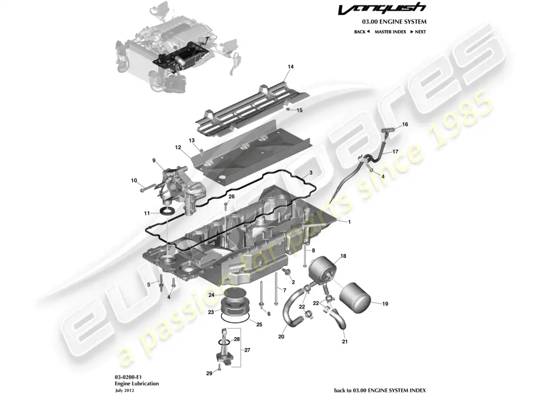 aston martin vanquish (2018) engine lubrication parts diagram