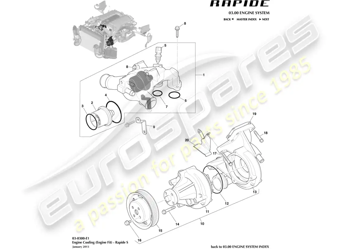 aston martin rapide (2011) engine cooling parts diagram