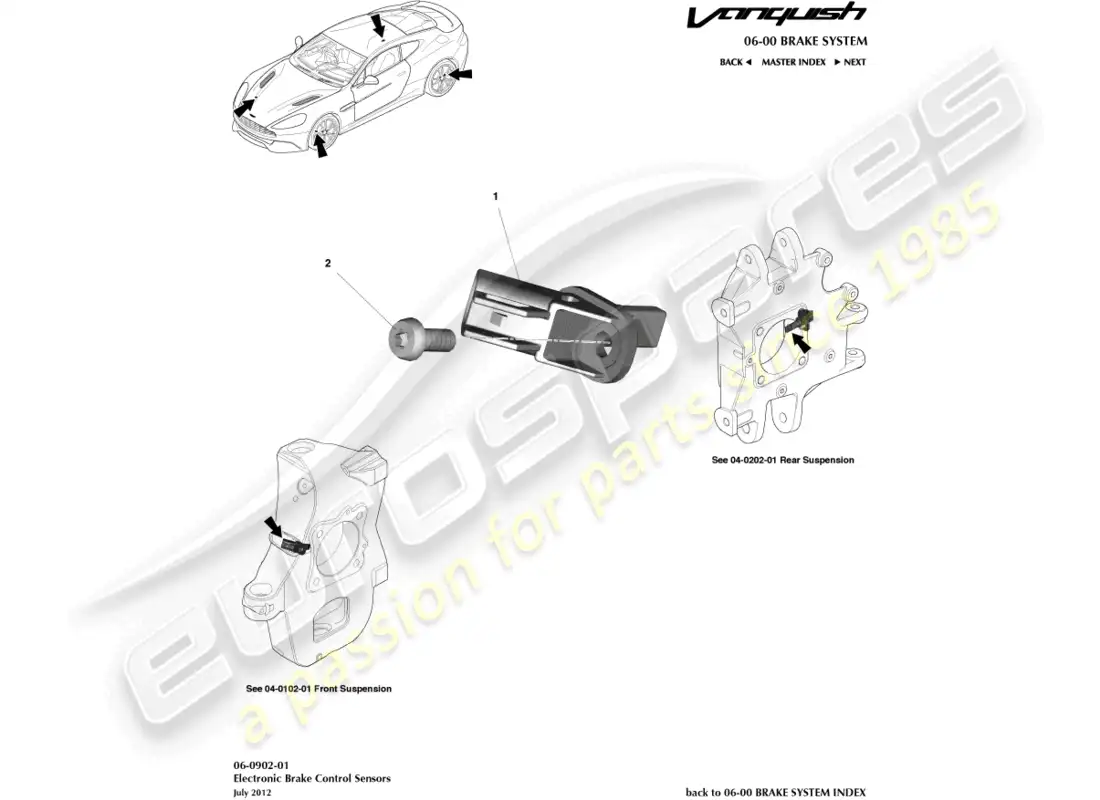 aston martin vanquish (2016) wheel speed sensors parts diagram