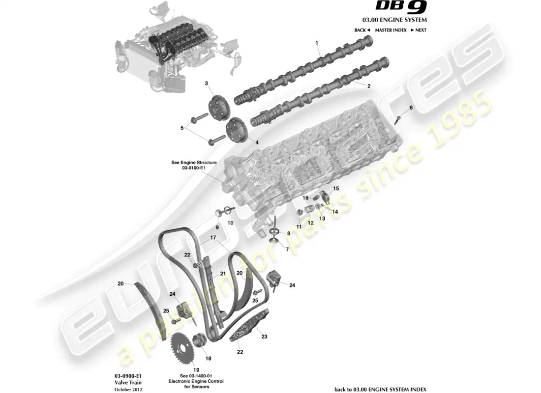 aston martin db9 (2014) valve train parts diagram