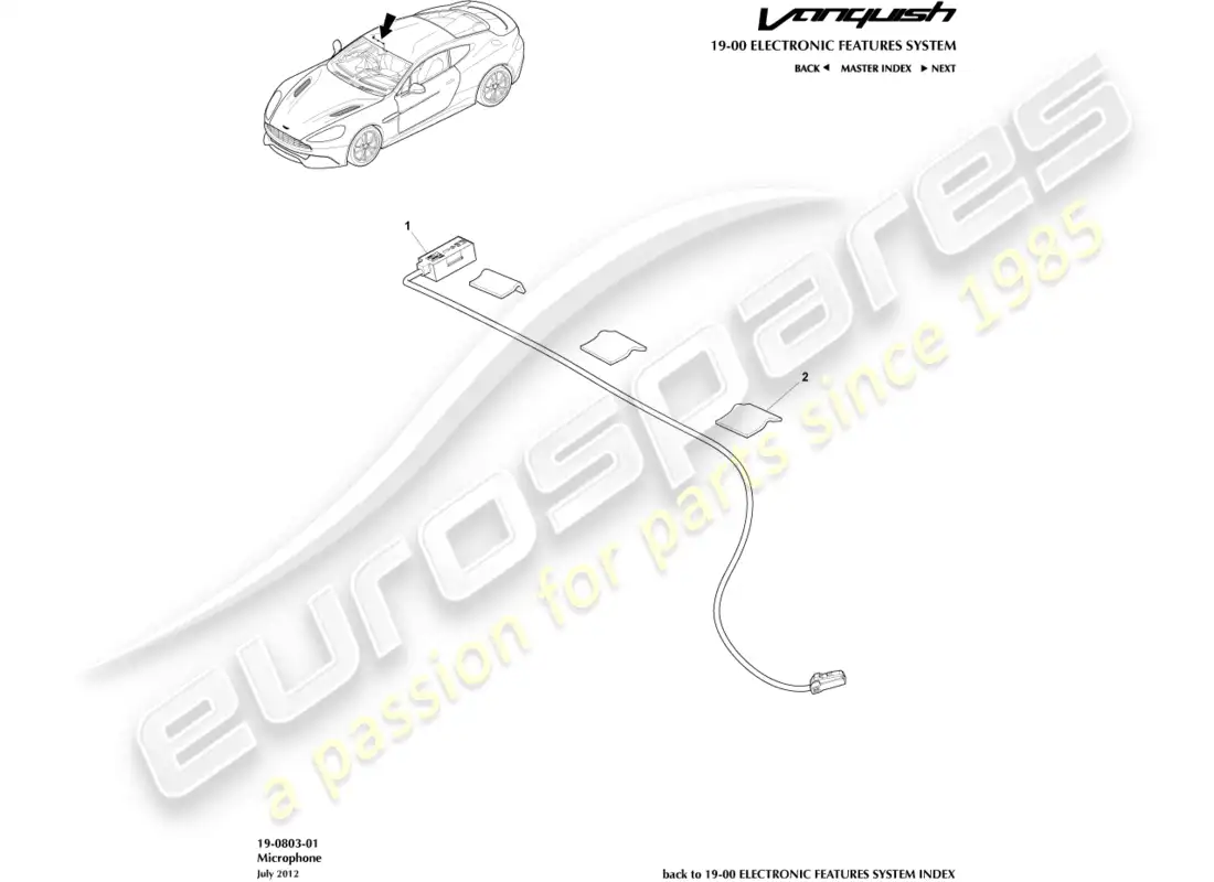 aston martin vanquish (2018) microphone parts diagram