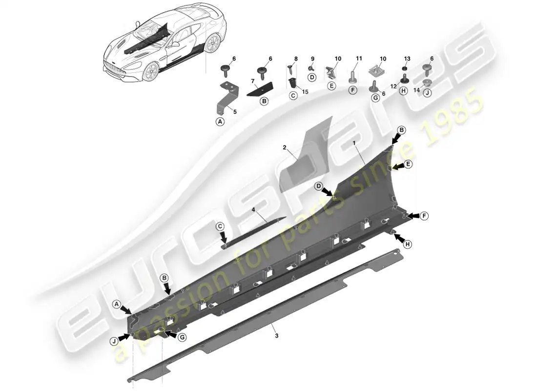aston martin vanquish (2014) lower exterior finishers parts diagram