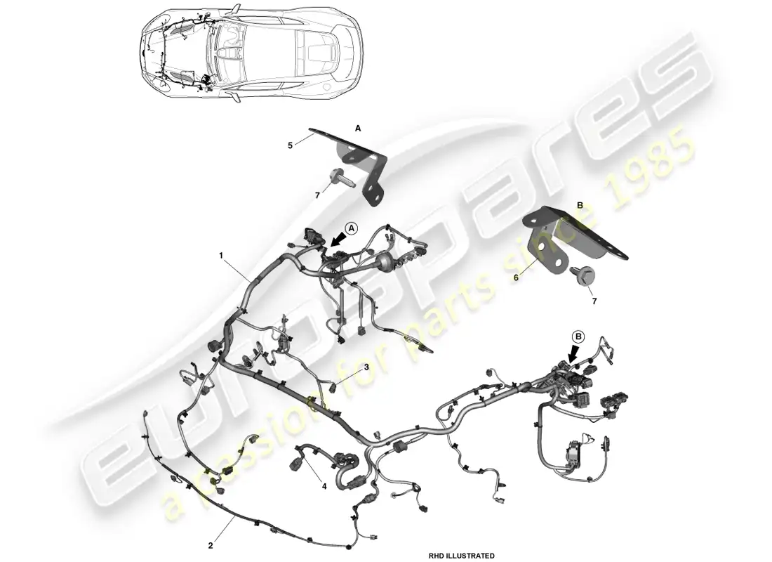 aston martin vanquish (2014) front & engine bay harness parts diagram