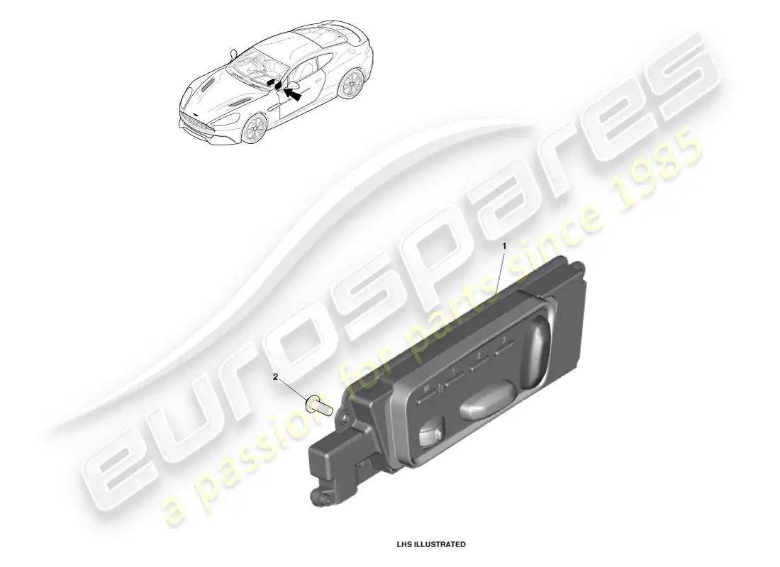 aston martin vanquish (2014) seat adjustment switches parts diagram