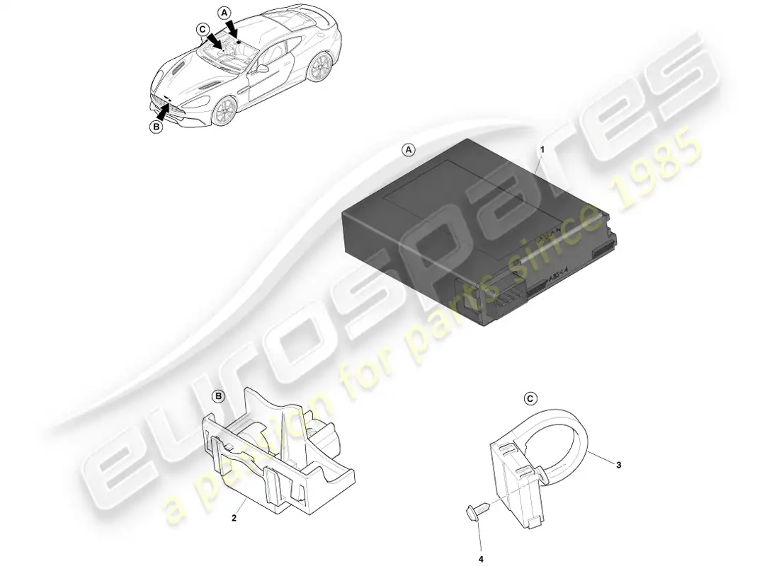 aston martin vanquish (2014) alarm sensors parts diagram