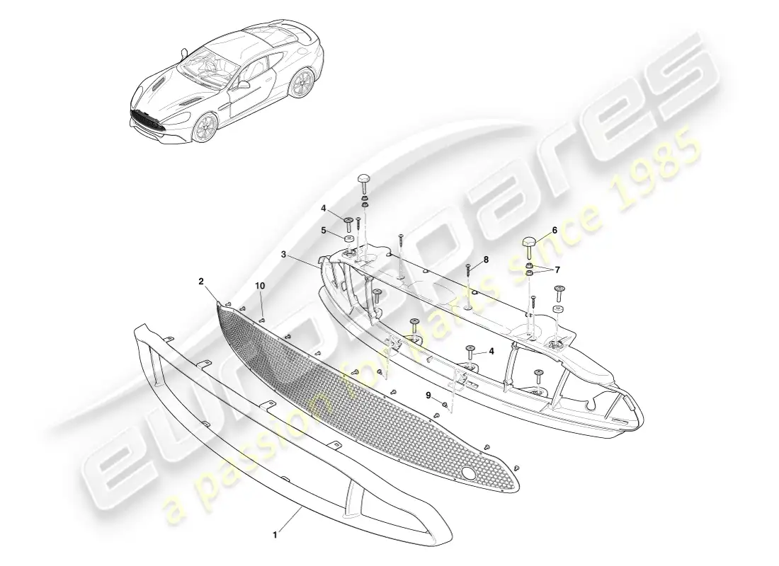 aston martin vanquish (2014) radiator grille, s parts diagram