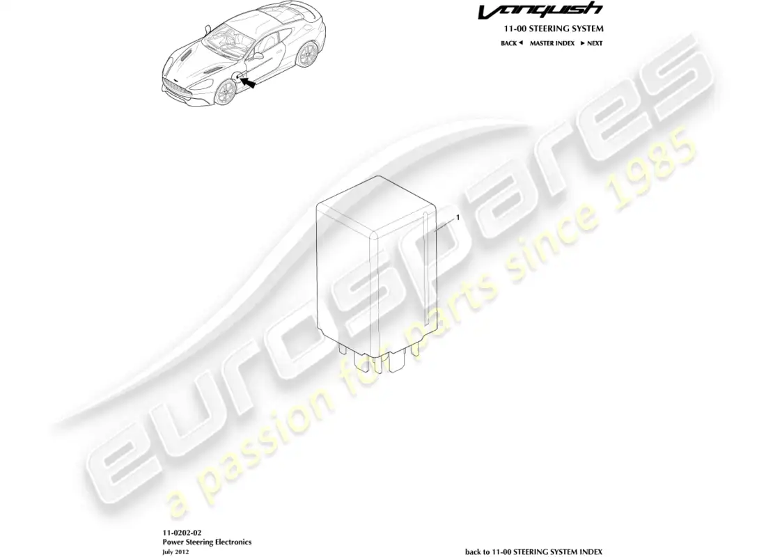 aston martin vanquish (2017) steering module parts diagram