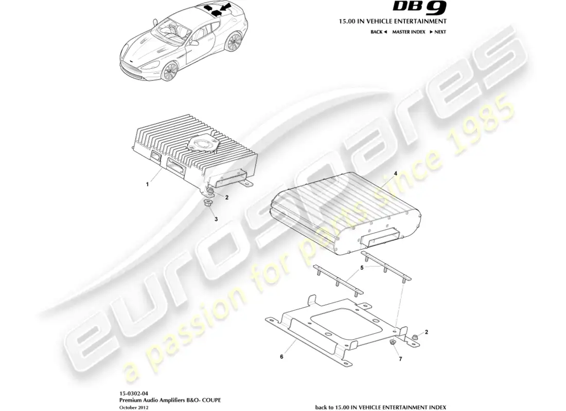 aston martin db9 (2017) amplifiers, b&o, coupe parts diagram