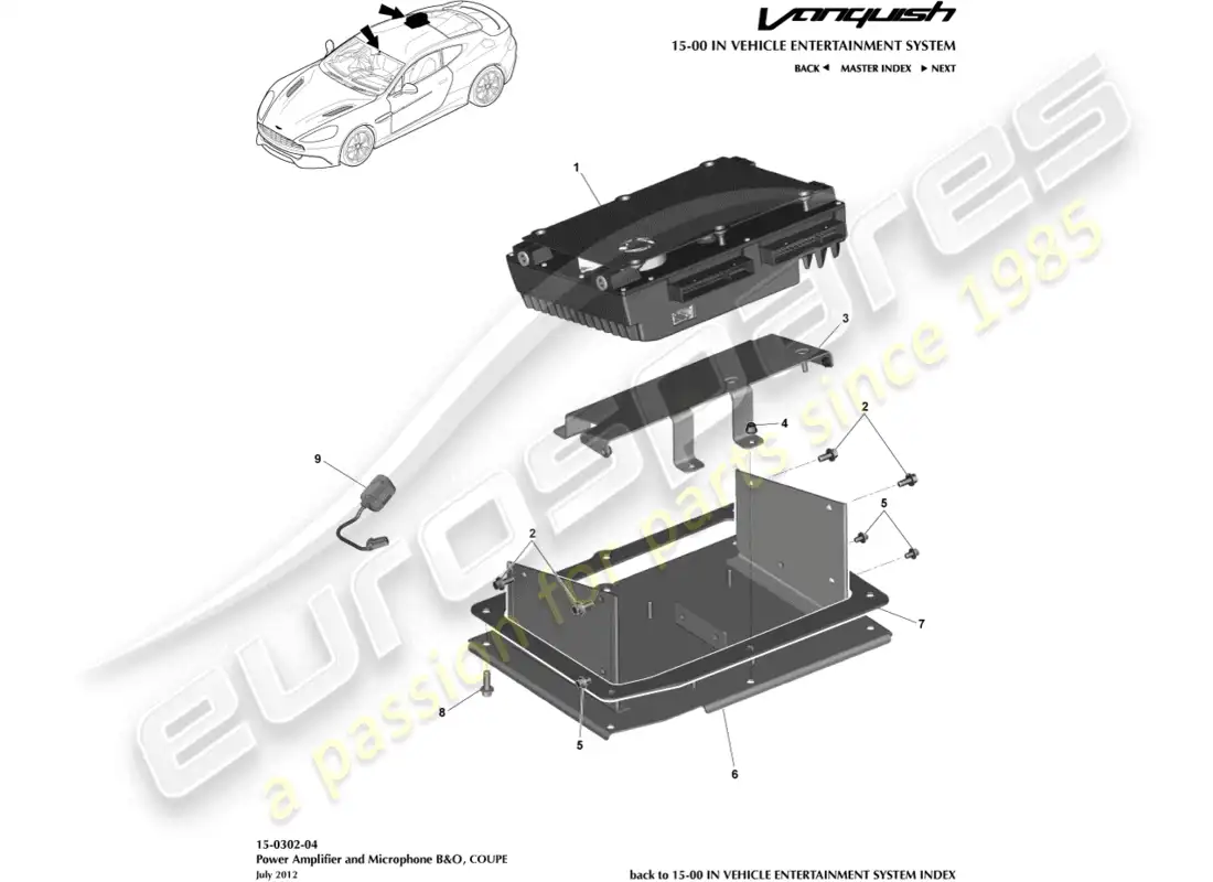 aston martin vanquish (2015) amplifiers, b&o, coupe parts diagram