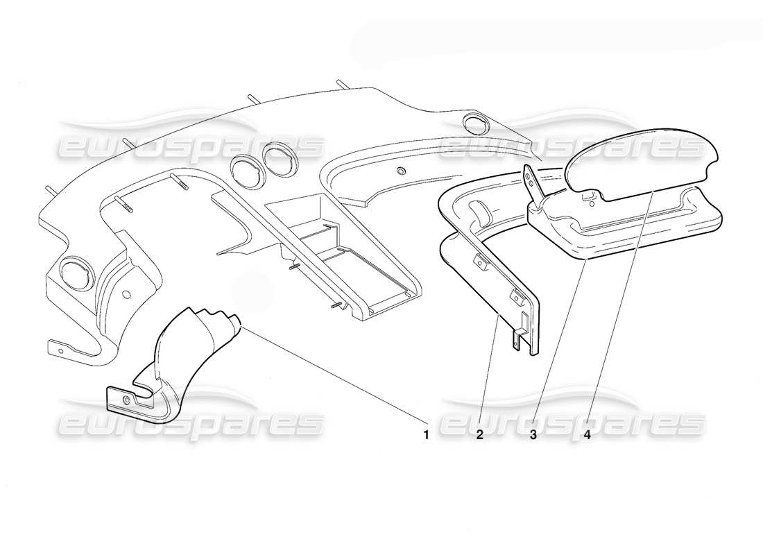 lamborghini diablo (1991) passenger compartment trim (valid for usa version - september 1991) parts diagram