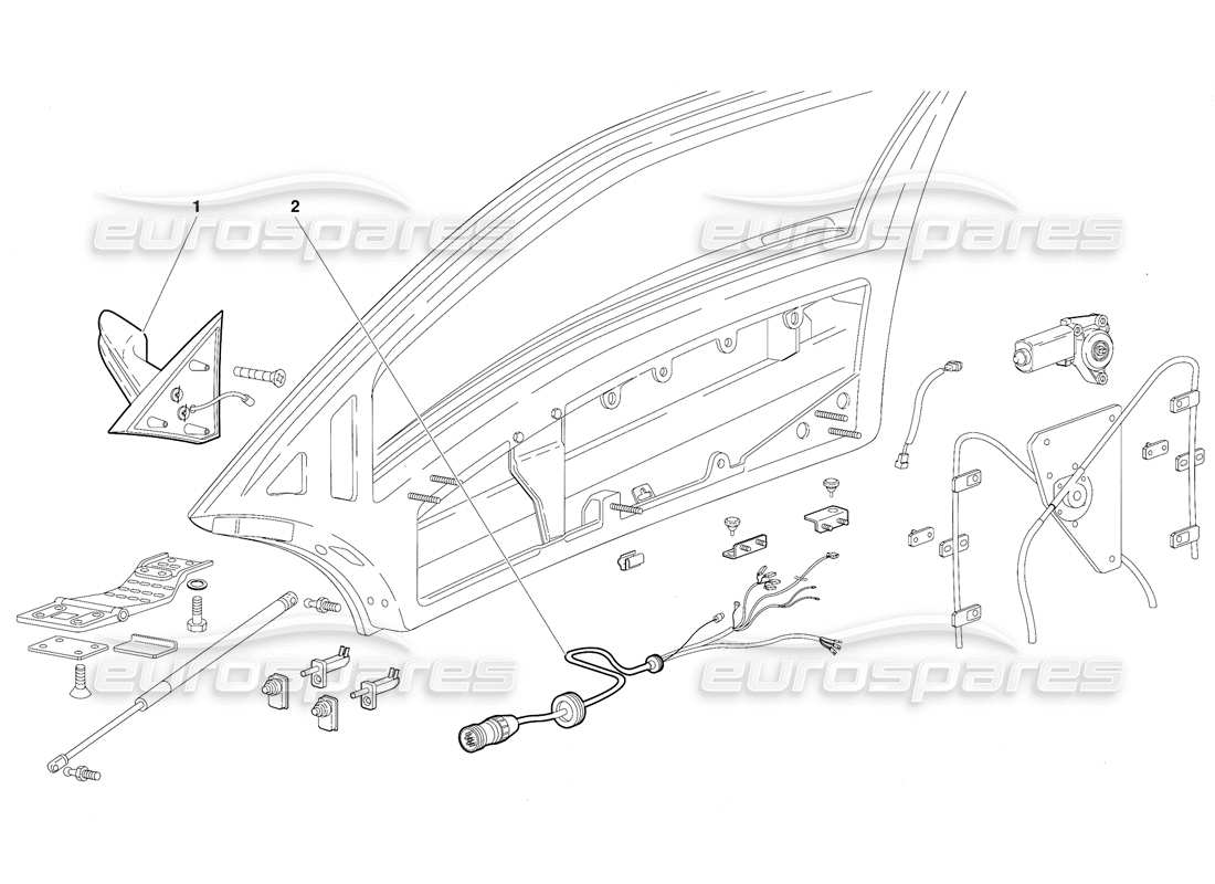 lamborghini diablo (1991) doors (valid for gb version - october 1991) parts diagram