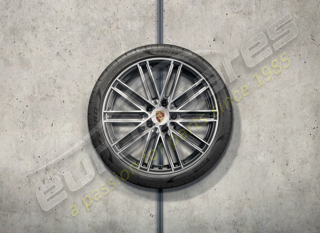 new porsche 20-inch 911 turbo summer wheel and tyre set - titanium. part number 98204460218 (1)