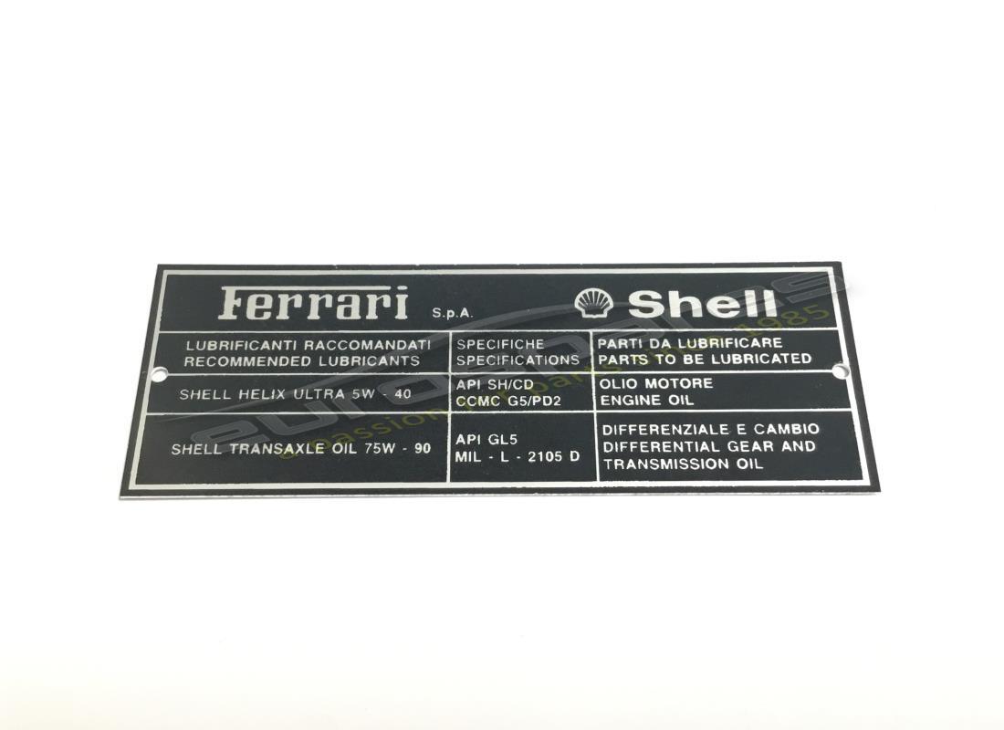 new ferrari shell ferrari lubricant plate. part number 169585 (1)