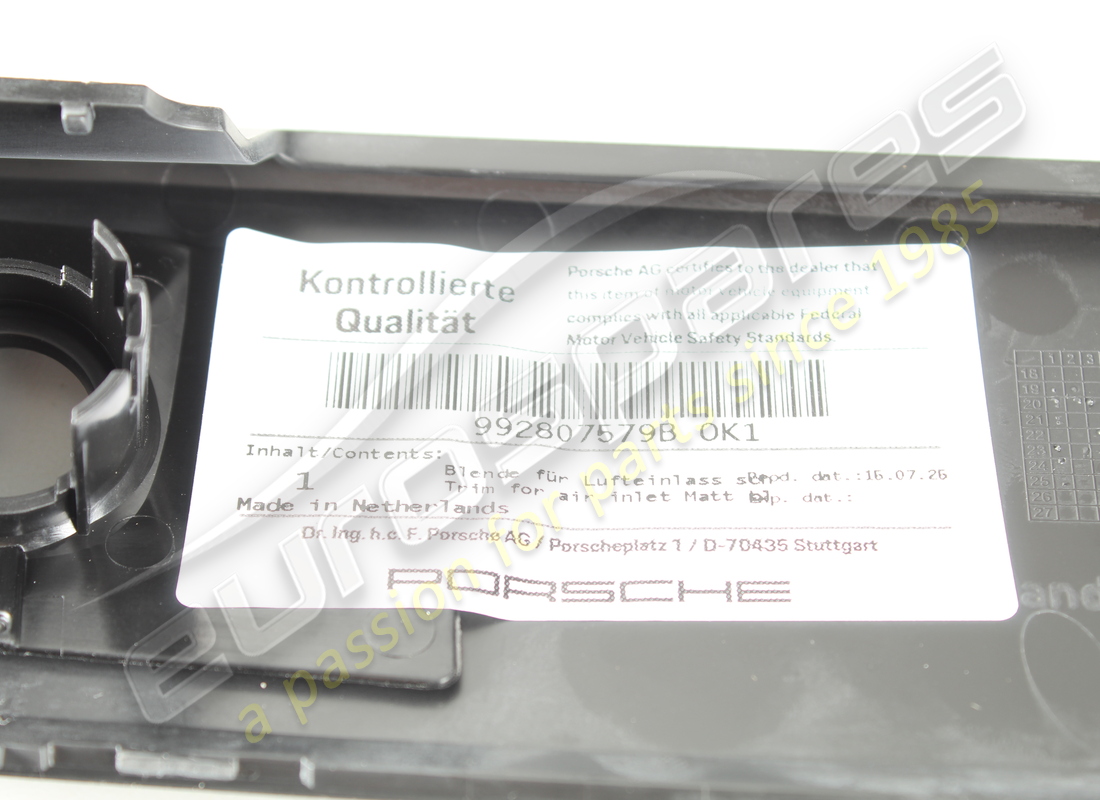 new porsche trim for air inlet matt black. part number 992807579bok1 (3)