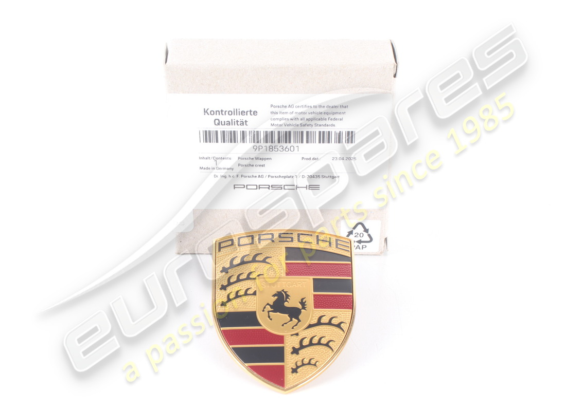 new porsche bonnet badge. part number 9p1853601 (1)