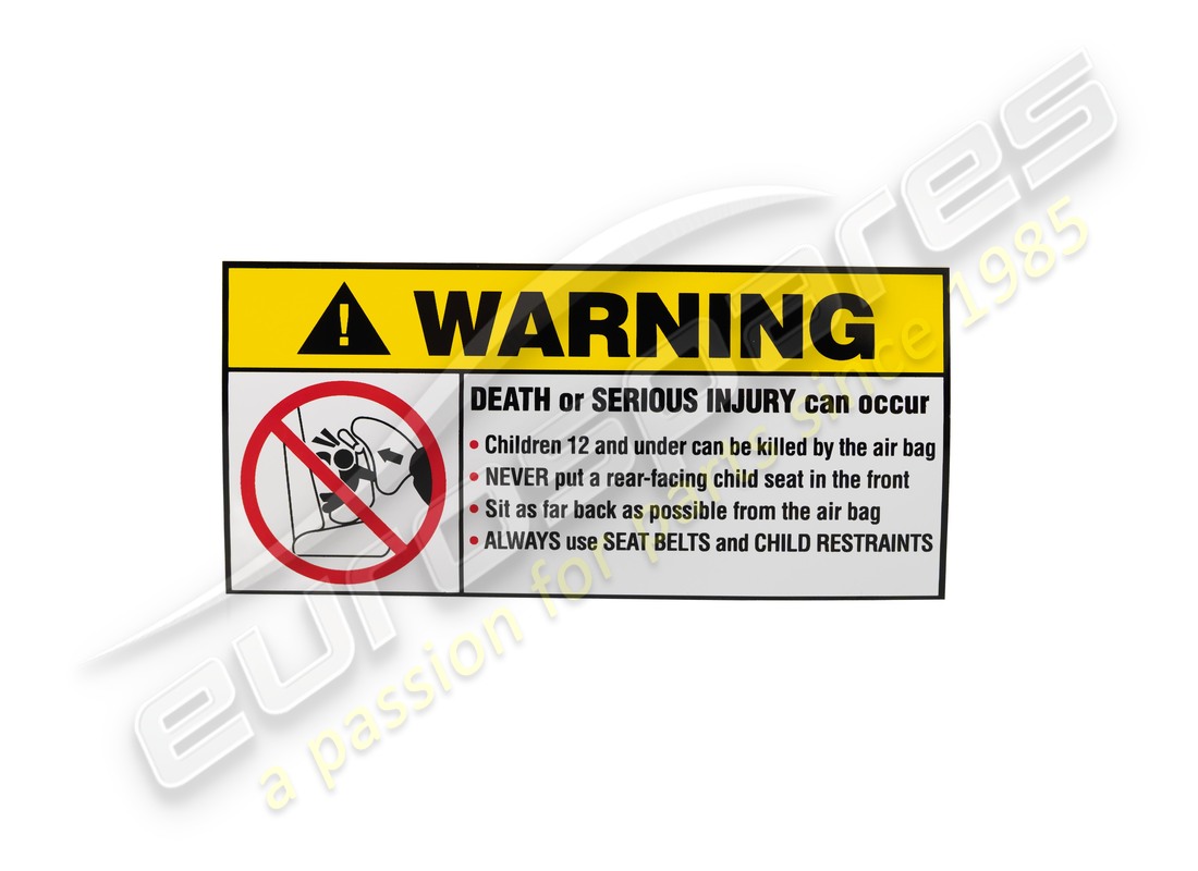 NEW Ferrari AIRBAG INSTRUCTION PLATE . PART NUMBER 65423800 (1)