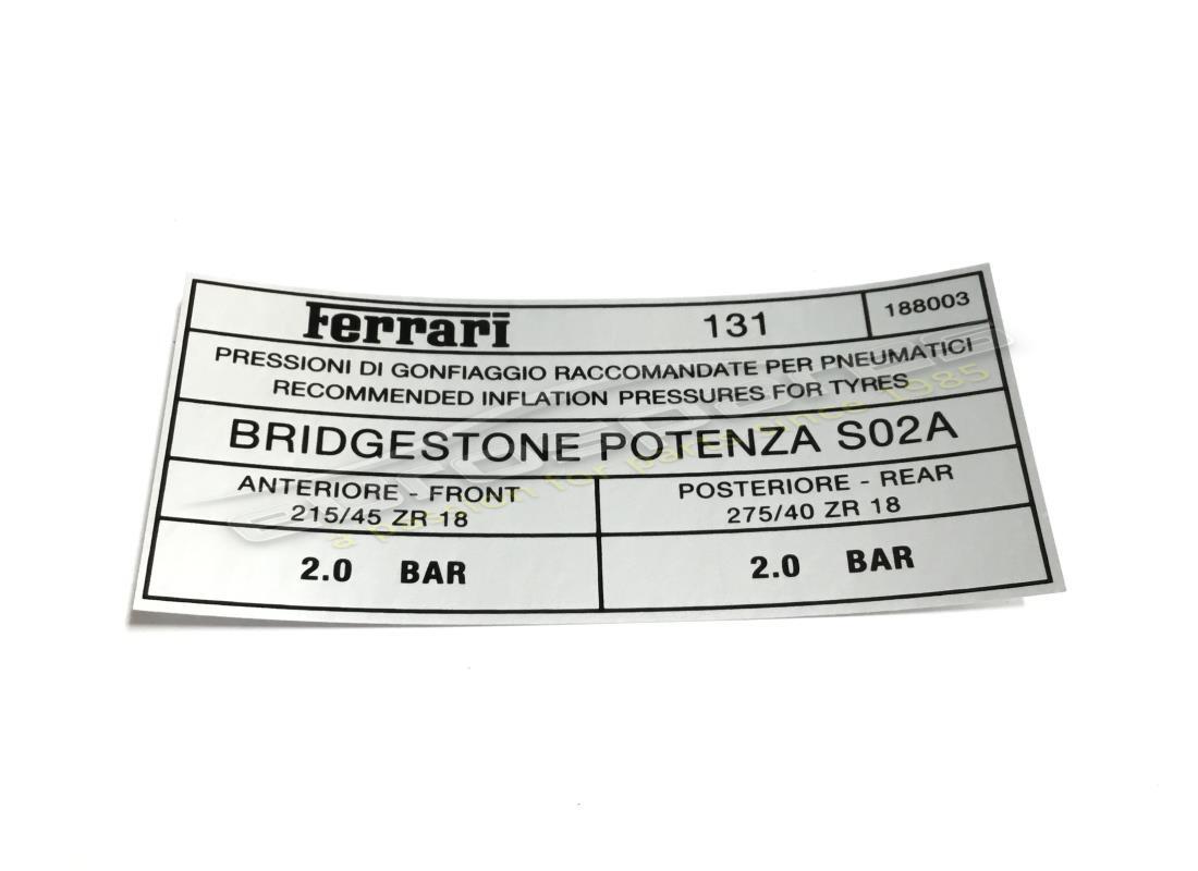 new ferrari bridgestone tyre pressure pl. part number 188003 (1)