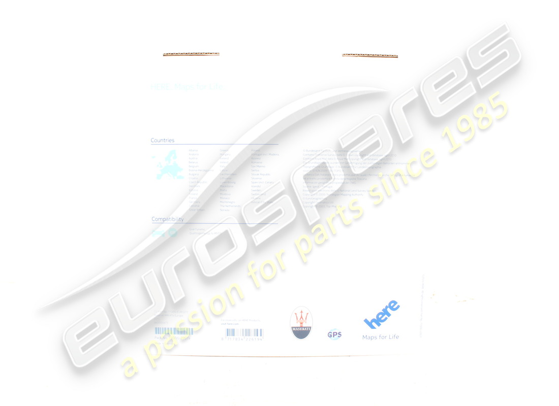 NEW MASERATI 2015 NAVIGATION MAP-EUROPE VERSIO. PART NUMBER 940000473 (2) new maserati 2015 navigation map-europe versio. part number 940000473 (2)