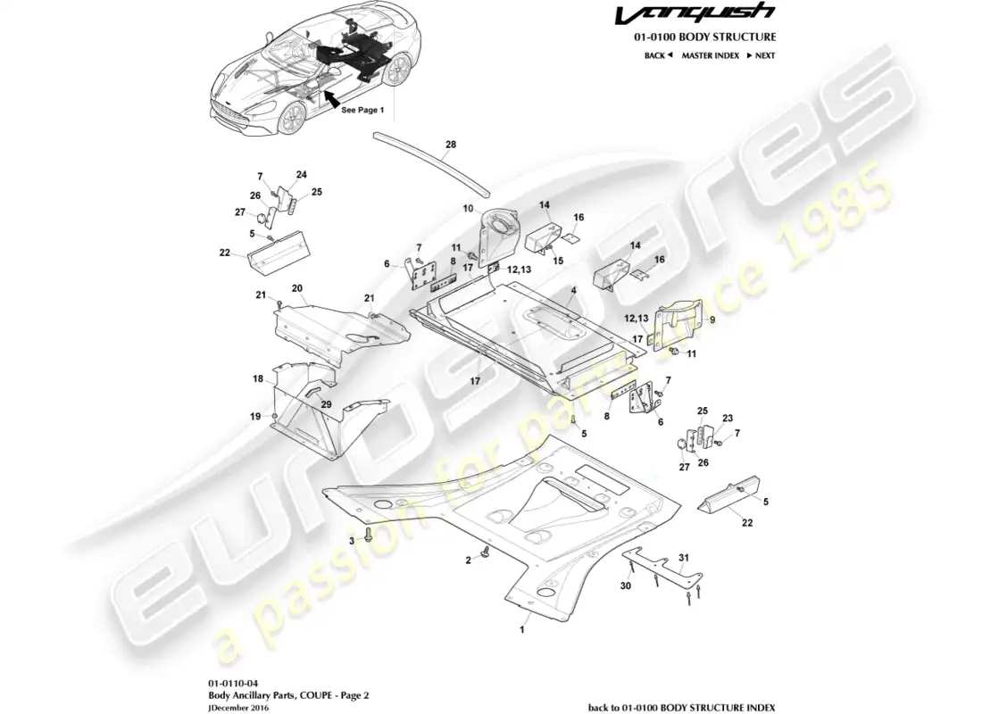 aston martin vanquish (2018) ancillary parts, coupe, page 2 parts diagram