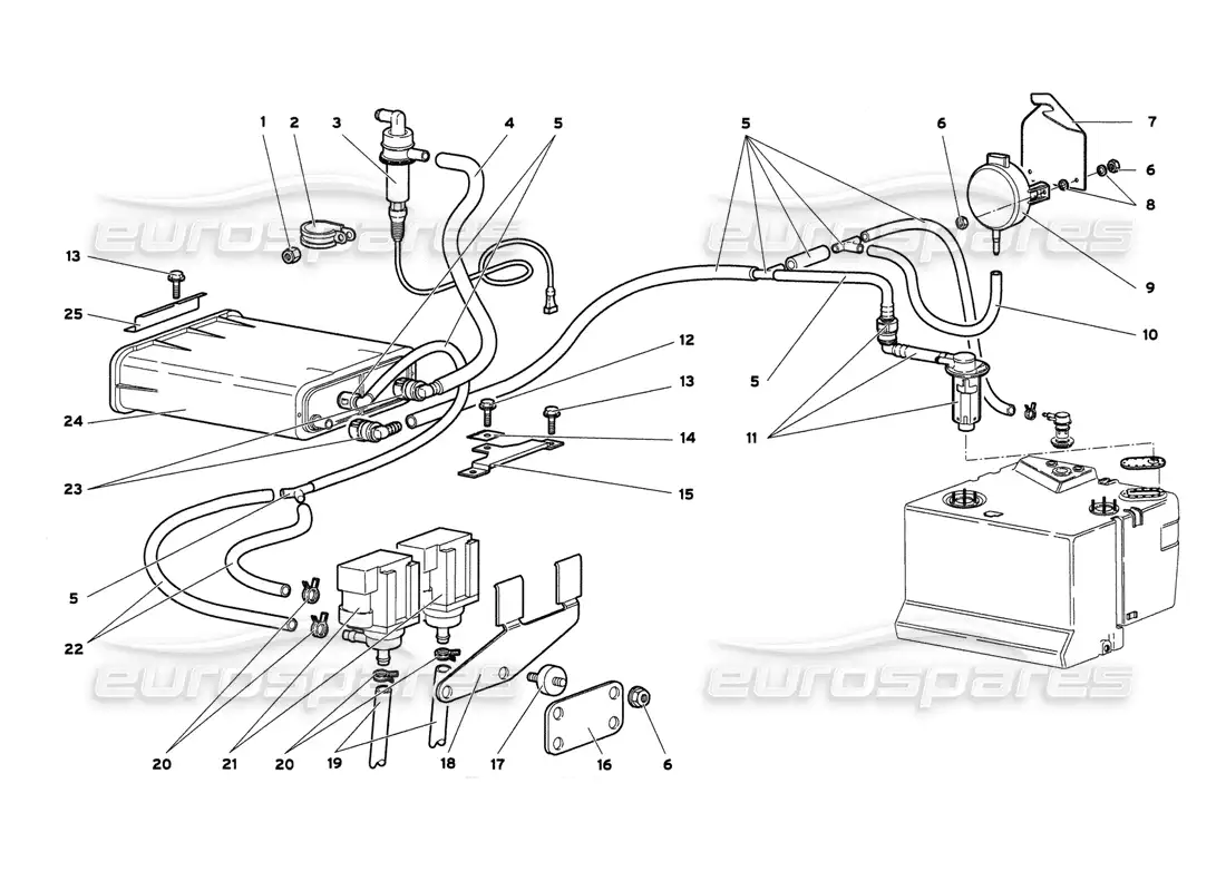 lamborghini diablo 6.0 (2001) fuel system (valid for usa & canada - march 2001) parts diagram