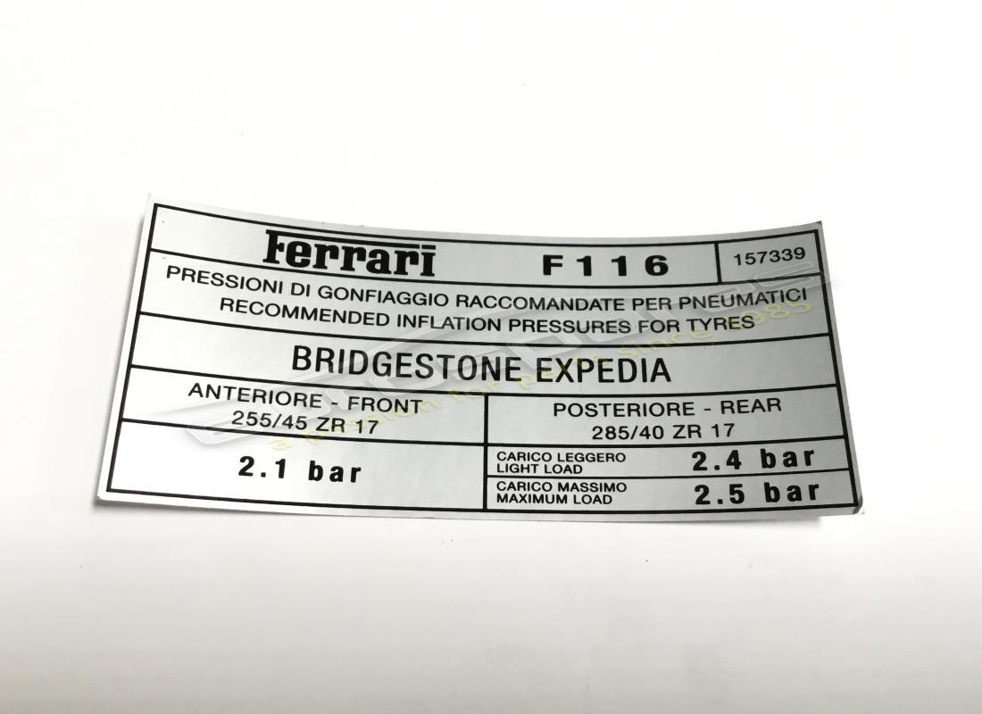 new ferrari tyre pressure plate(bridgest. part number 157339 (1)