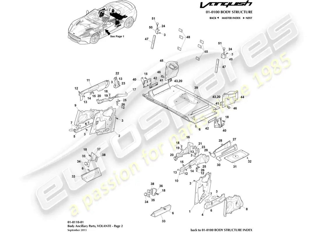 aston martin vanquish (2017) ancillary parts, volante, page 2 parts diagram