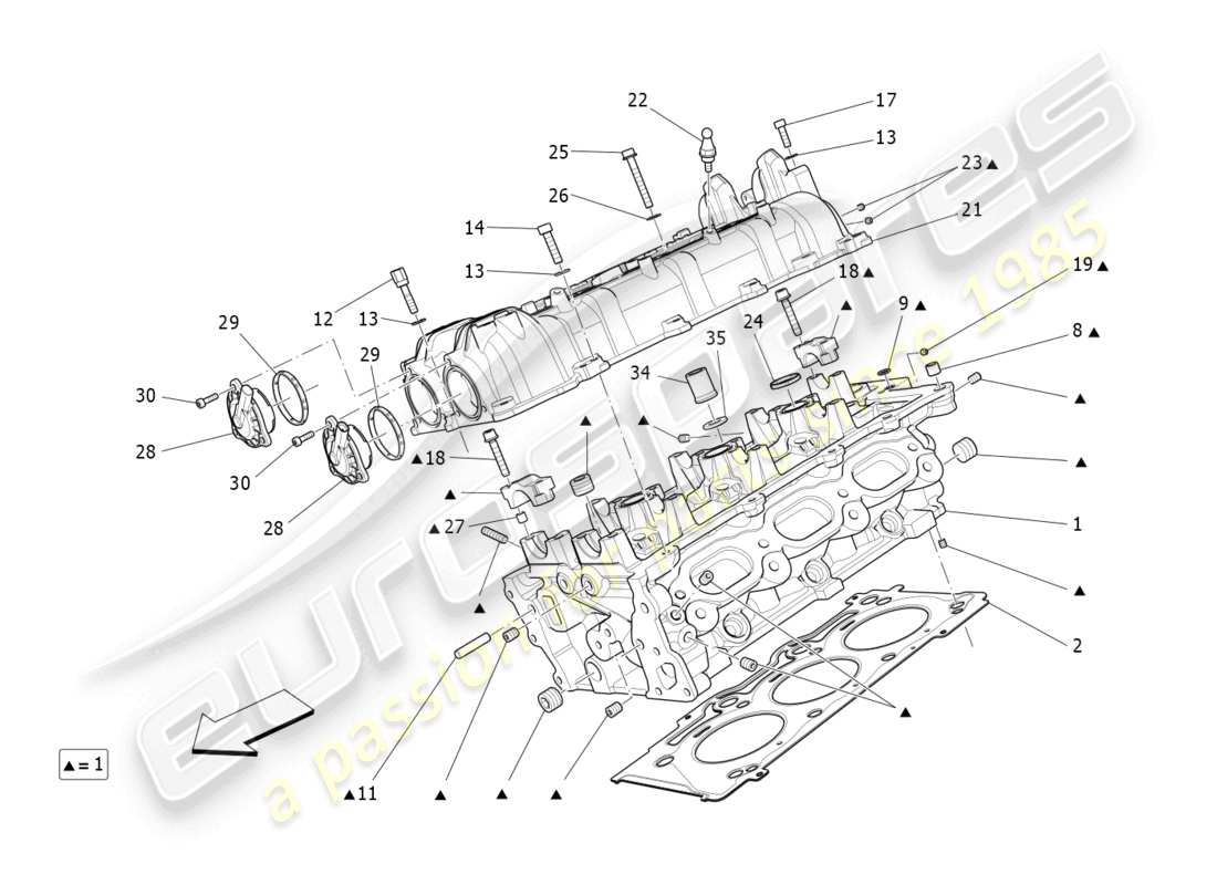 maserati levante (2017) rh cylinder head part diagram