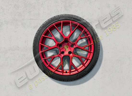 new porsche 20/21-inch rs spyder design winter wheel-and-tyre set, painted in pyro red part number 992044631f