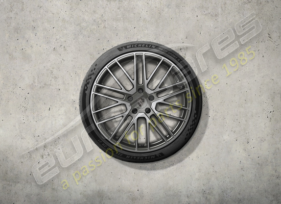 new porsche 21-inch turbo design summer wheel and tyre set - titanium colour part number 976044660k