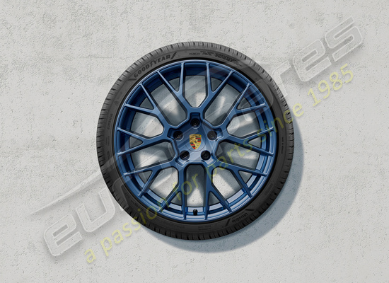 new porsche 20/21-inch rs spyder design winter wheel-and-tyre set, painted in indigo blue part number 992044631g
