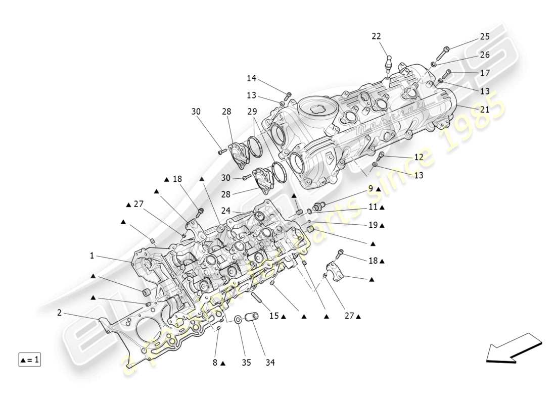 maserati levante (2017) lh cylinder head part diagram